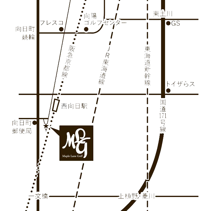 メープルレーンゴルフさんの地図