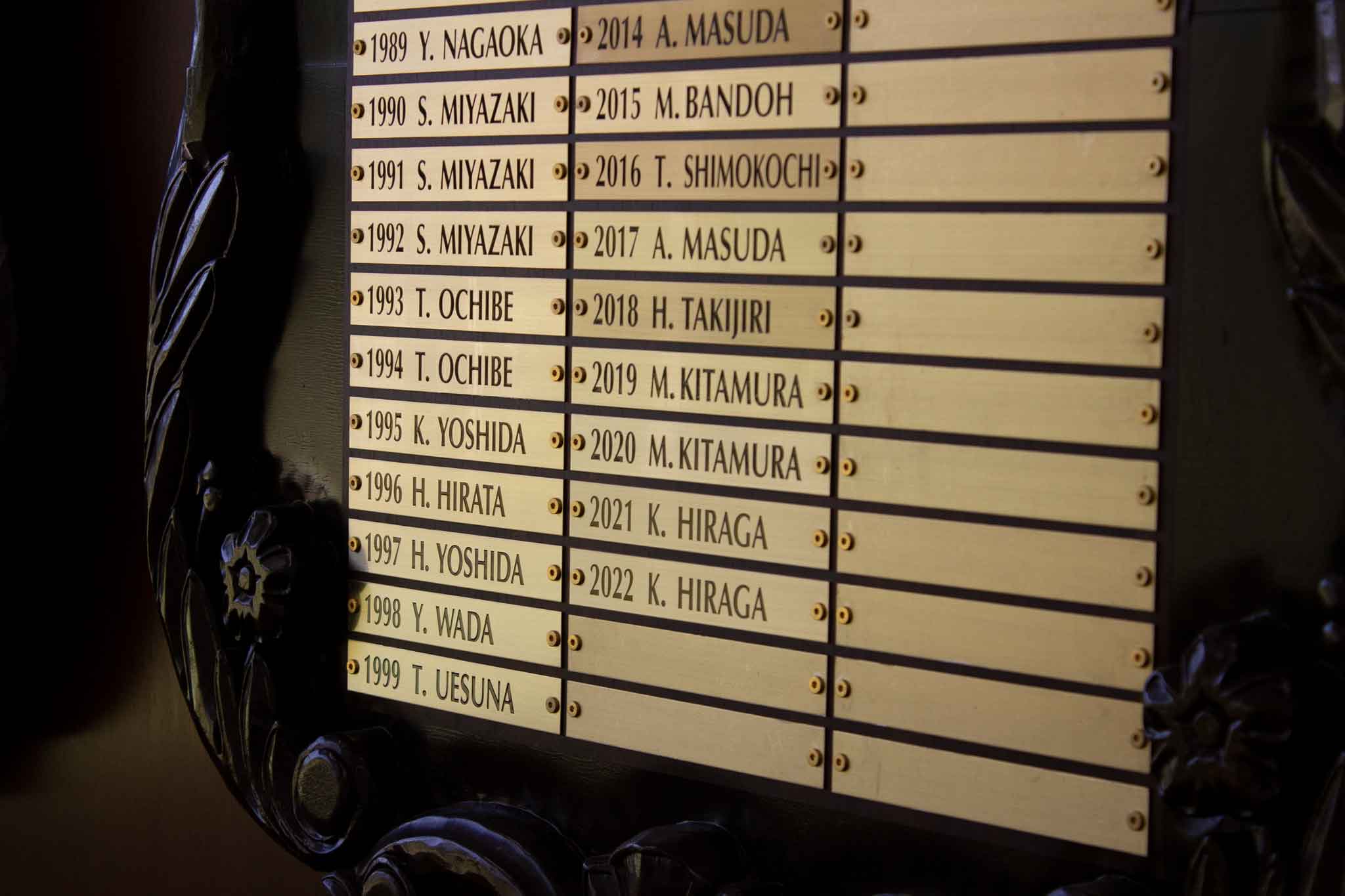 理事長杯2連覇のチャンピオンボード