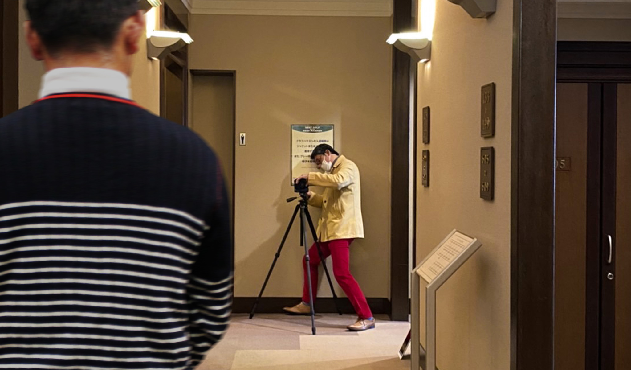 グランベール京都ゴルフ倶楽部ロッカールームでの撮影風景 関西ゴルフサークル セブンエイトの立花さんと湯浅さん