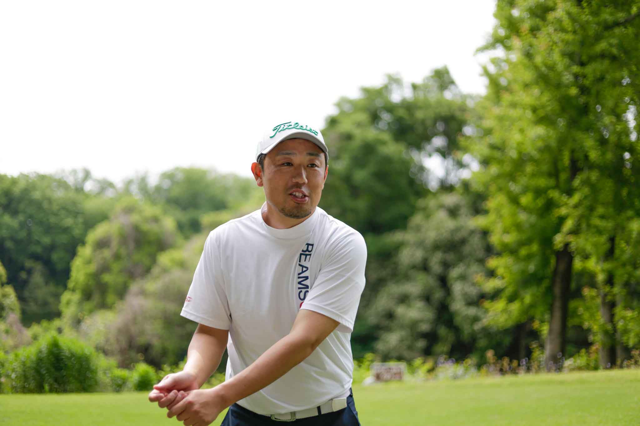 ラウンド中のインタビューに答える平田さん